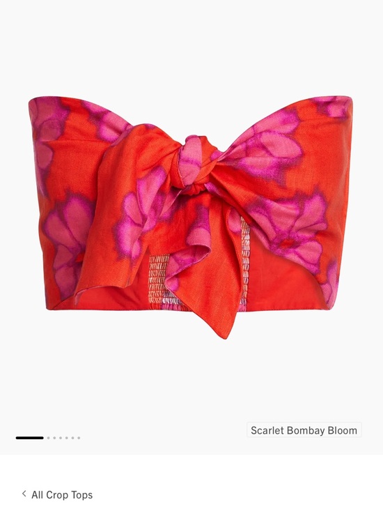 RHODE Tops - RHODE Red Floral Tie-Front Bandeau Top with Pink Accents